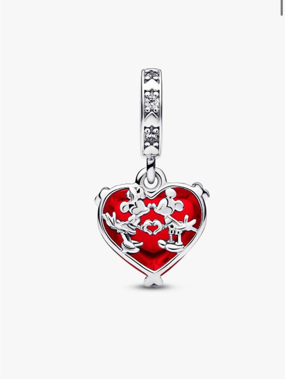 Pandora Murano Heart Pendant Charm Mickey Minnie Disney Bracelet Necklace S925